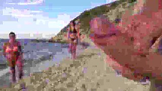 Horny Brunette MILF Gets Creampie After Jerking Off With A Strange Big Cock On The Beach