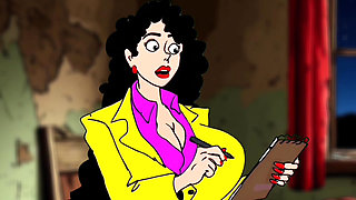 Married Busty Brunette Can't Resist the Sight of a Big Black Cock. Cartoon