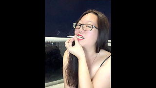 Darkside Smoking Asian Biting, Extracting Filthy Cigarette Filter + Hurtful Nipple Ember Glow