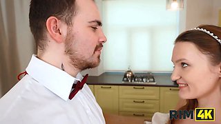 Rim4k. threesome with the bride and her mate