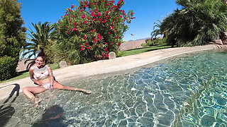 Hot Lesbian Interracial Fun in the Pool