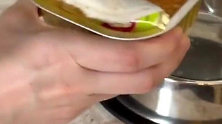 Lesbian`s Slave Has to Eat Dog Food!