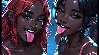 Beautiful Lesbians Tongue and Kiss Fetish, Ai Animation