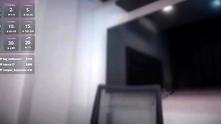 Glamour babe with big boobs masturbates in lingerie