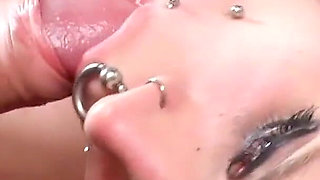 Skinny teen punk tick Laura fucked hard in bukkake gangbang