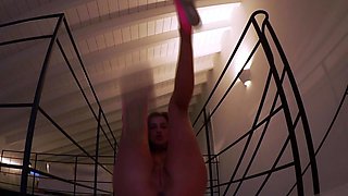 Close up with teen blonde sex doll rubbing her cunt