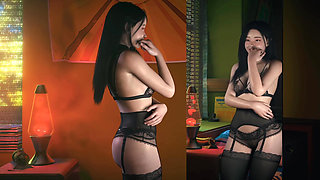 Stepbro Caught Petite Japanese Stepsister Wears Lingerie Then He Seduce And Grabbing Her Ass