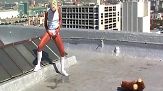 Blonde MILF Squirts While Riding Cock on Rooftop