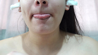 My Stepsister Puts Cotton in Her Nose and Masturbates with Her Pussy Then Puts Cotton in Her Ears Too