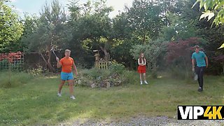 Tiny Nerdy Gal Cucks BF, Pleasing His Stepdad With Sex So That The Old Man Let Them Stay In His House