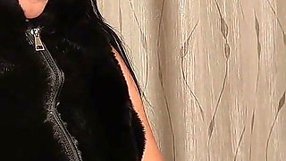 Carla smoking in fur jacket