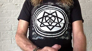 Longhairdude Wanks and Cums with Osiris Trainers, Torn Jeans, Tshirt