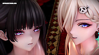 All In on Pleasure: Strip Poker Night Turns Into a Hardcore Threesome - 3D Animation
