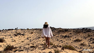 My Big Thai Tits Tremble in the Salty Wind, Hard Nipples Exposed at the Naked Beach