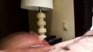 Hairy Bear Jerks Off in a Hotel Room and Cums Hard