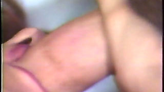 Redhead masturbates in bed with banana in vintage porn