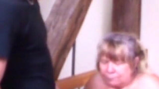 German fat granny with hairy pussy lets her neighbor's boy fuck her