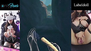 British gamer girl gets completely naked while playing a VR game