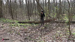 Elisa 18 & Bella X - Outdoor Blowjob, Masturbating and Peeing in the Woods