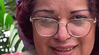 BBW Pink Hair Mature Gets Rough BBC Outdoor Ass Fucked