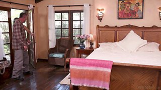 Buxom teen Scarlett goes for older cock and hardcore anal