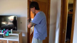 Threesome Cuckold: Husband Fucks Petite Brunette GF & Makes Her Swallow Cum