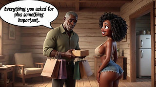 The Young Woman Who Seduced for Gifts and Passion in the Reformed Wooden Home. Ai Generated