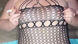 Smoking Slut Fucks Her Pussy with Light up Dildo