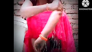 Hot Beautiful Sexy Girl Bathing Her Hot Boobs with Water Washing Her Pussy with Water