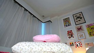 Sweet beauty masturbating on webcam close up