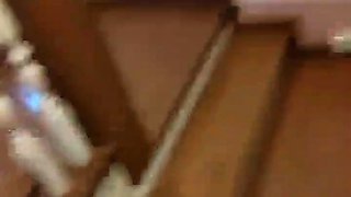 Big tit brunette sucks a big cock blowjob POV