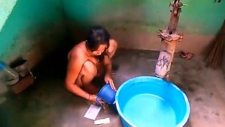 Rural Indian. Busty aunty soaping in front of me