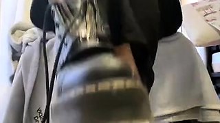 Brunette enjoys foot fetish outdoor