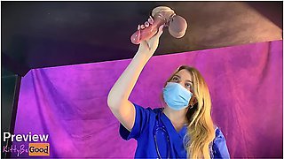 Hot Blonde Nurse Drains Big Cock And Balls In