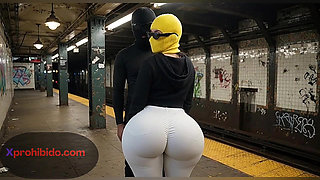 Curvy Big Ass Girl Dancing at the Subway