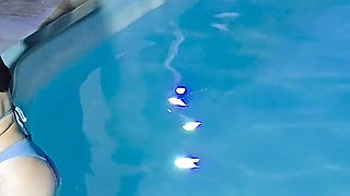 Caught in the Act! Two Brunettes Caught Masturbating in the Condo's Pool