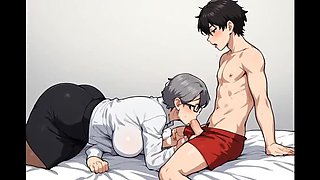 Charmed Grandma Seduces Neighbor With Big Ass and Blowjob