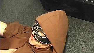Masked Cougar Serves Multiple Robed Men Eagerly