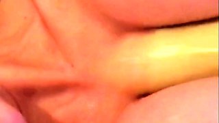 Blonde tight pussy babe solo toy fun in glamour masturbation