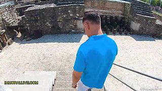 Busty Blonde Stepmom Titty Fucks Step Son at Roman Ruins - Big Tits MILF Learns New Trick!