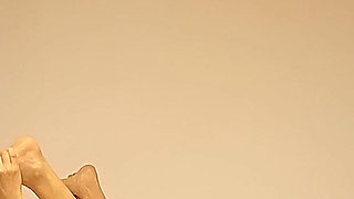 Yoga in a Japanese-style Room Wearing Competitive Swimwear