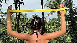 Outdoor Workout for Back, Arms and Ass in Micro Bikini