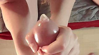 big ass brunette babe gets oiled up and fucked hard from behind by BWC