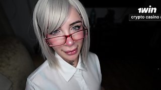 The tech-savvy nerd doll turns into a super-naughty nympho