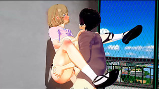 He fucks this girlfriend on the roof of the college