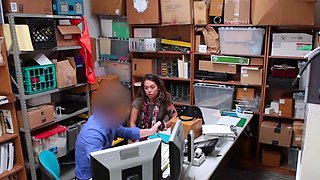 Cute teen babe with hairy legs gets undressed in the office