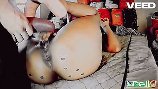 Stunning ebony beauty Boricualovenyc gets filled up and creamed by a big BBC