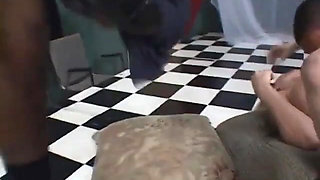 Stud shoves cock in chick's ass after getting bj then creams her face