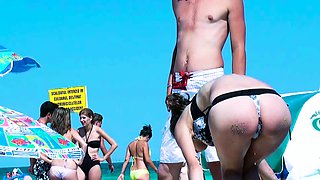 Stunning young hot nudist babes have fun at the beach