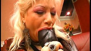Blonde mature toys her both holes